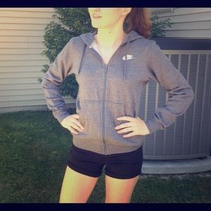 Gray Nike Zip Up Jacket Sweatshirt Hooded Fleece